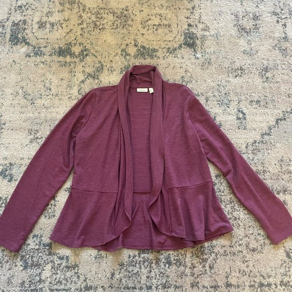 LOGO by Lori Goldstein Sweaters - LOGO Lounge | Lori Goldstein Mauve Purple Peplum Style Long Sleeve Cardigan Sz M